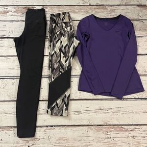 Nike Dri Fit L Legging & Long Sleeve Pro Shirt Women's Size Small Lot of 3